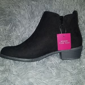 Black Suade Memory Foam Ankle Booties
